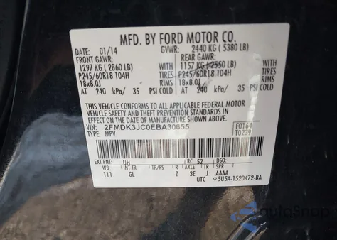 2014 Ford Edge Sel z USA, uszkodzony, nr VIN 2FMDK3JC0EBA30655